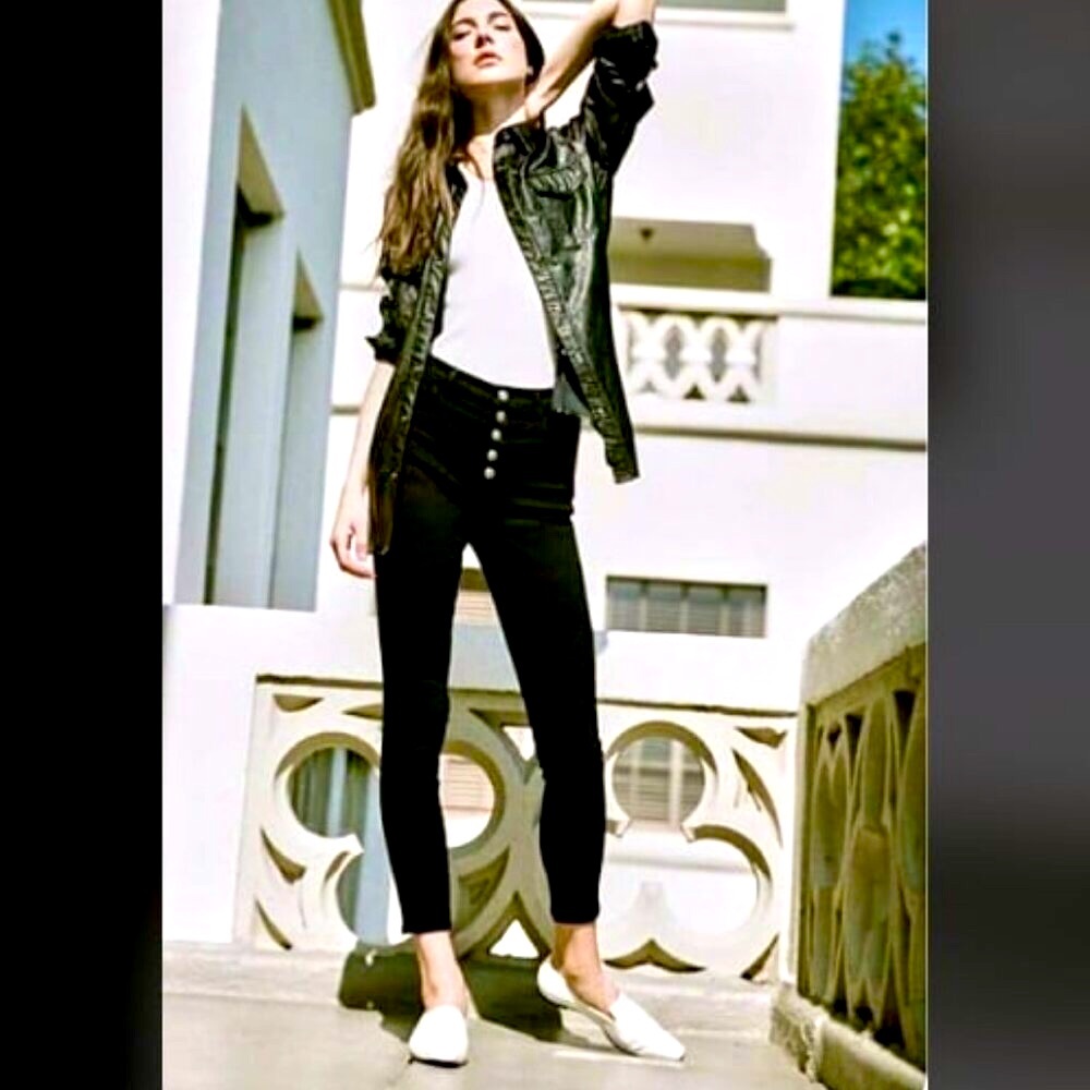 J BRAND Lillie High Rise Skinny Ankle Jeans Black 26 MSRP $228